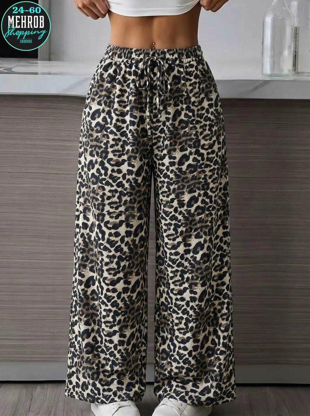 широкие брюки для отдыха с леопардовым принтом,ezwear брюки-клеш с леопардовым принтом,брюки с леопардовым принтом,женские длинные брюки на шнуровке с леопардовым принтом,леопардовый штаны