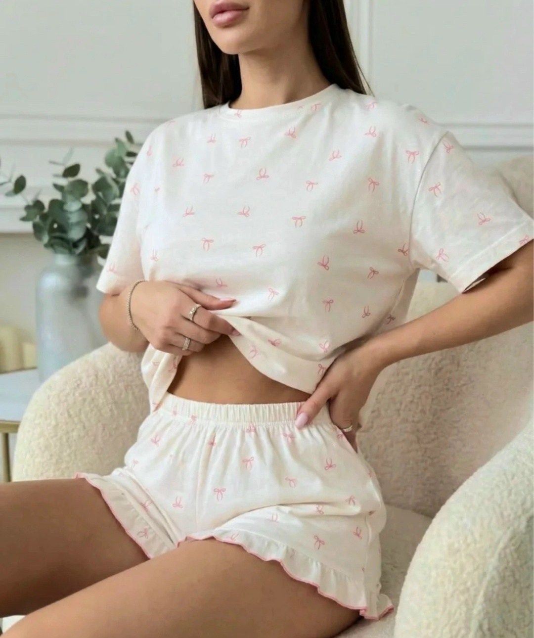 пижама женская с шортами,пижама женская,пижама белый хлопок,комплект пижама,пижама