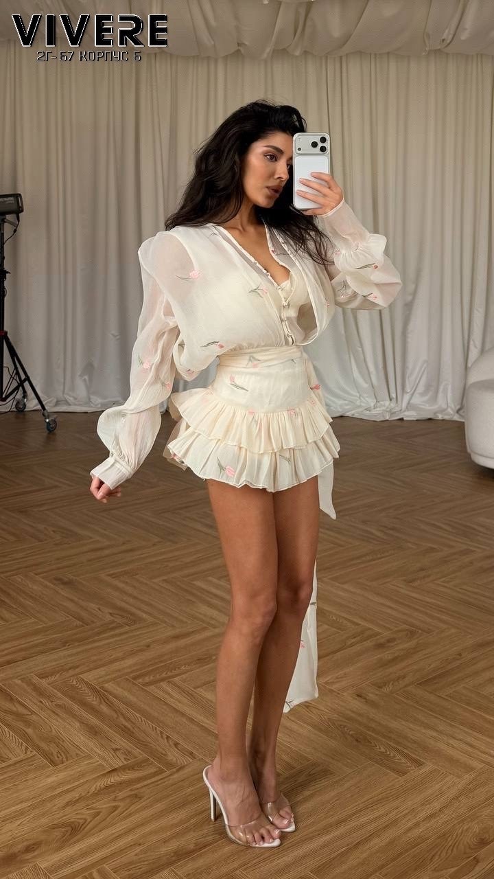 костюм летний юбка и блузка с воланами муслиновая herstyle 326251308,костюм летний юбка и блузка с воланами муслиновая herstyle,костюм летний юбка и блузка с воланами муслиновая herstyle цвет белый,же
