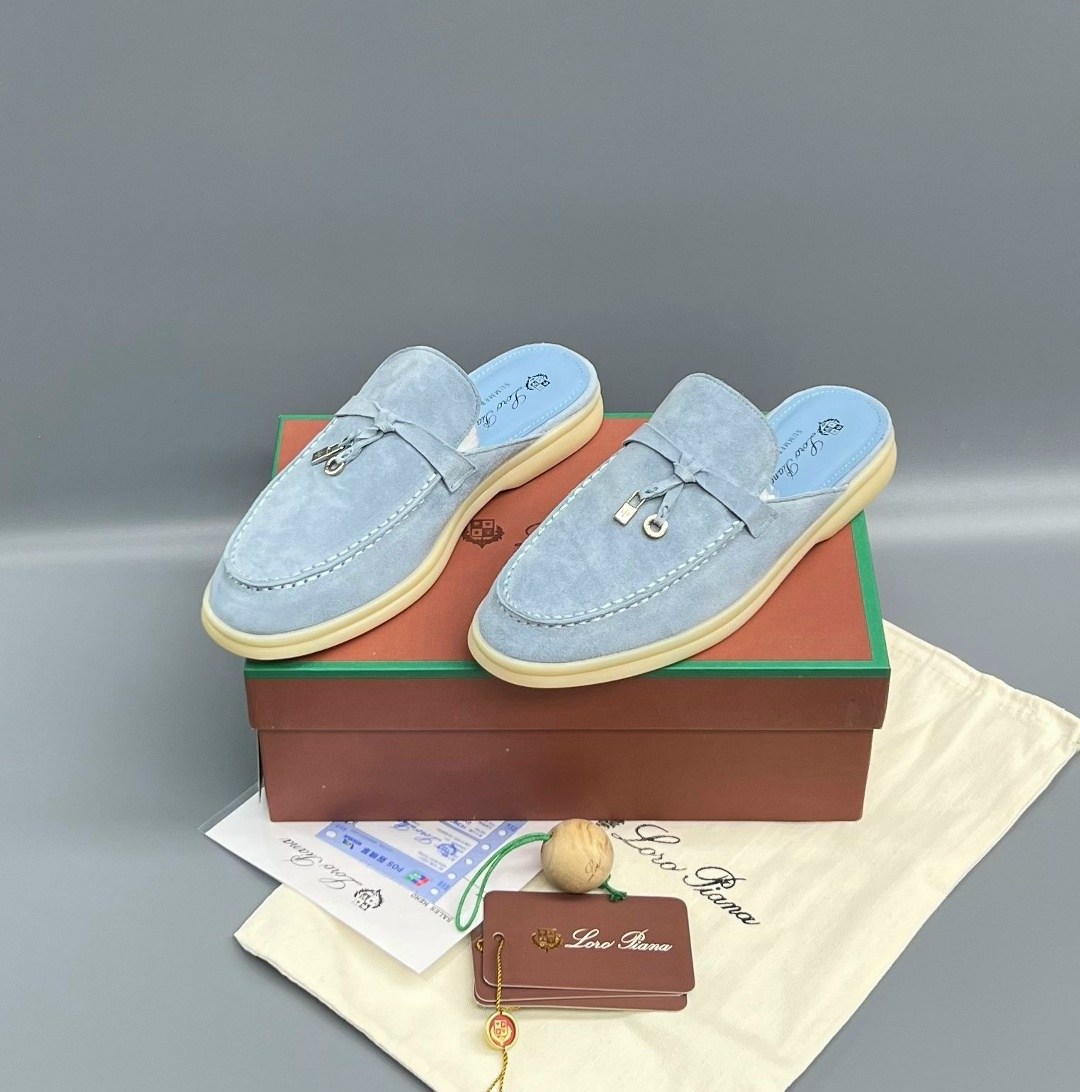 ,мюли loro piana,женские замшевые мюли loro piana голубые,лоферы loro piana,лоферы loro piana женские