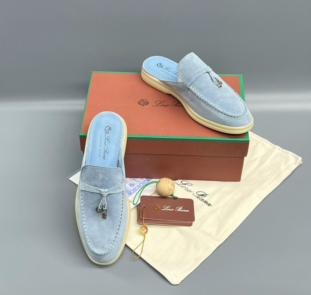 ,мюли loro piana,женские замшевые мюли loro piana голубые,лоферы loro piana,лоферы loro piana женские