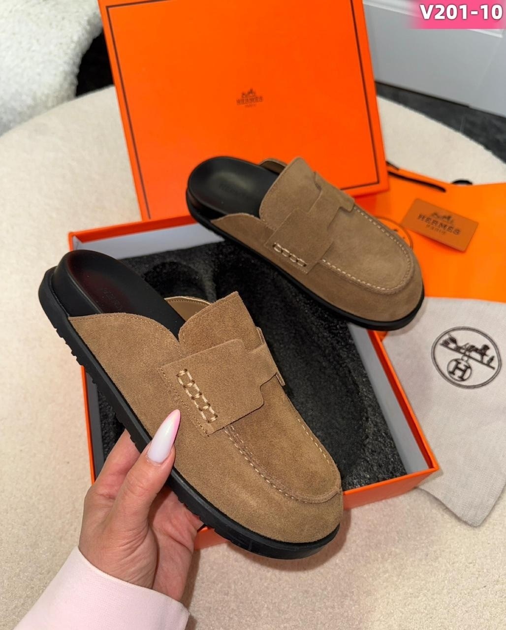 , hermes,мюли женские,замшевые сабо,мюли hermes