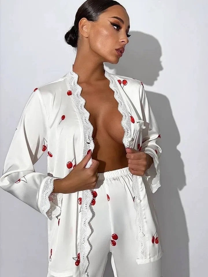 пижама домашняя со штанами belle_femme,пижама женская,пижама из шелка,пижама шелк,шелковая женская пижама