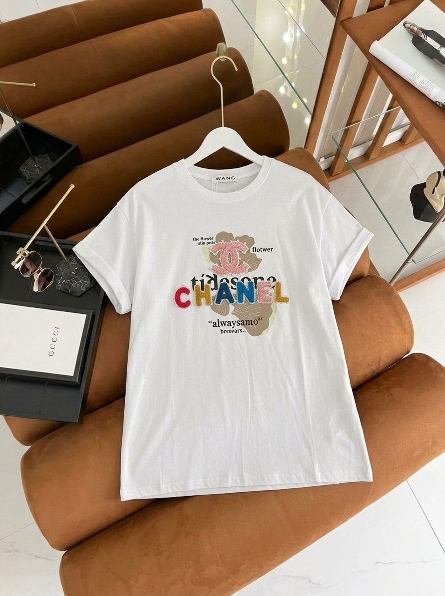 футболка chanel,женские футболки,футболка с большим,дизайн футболки,футболка