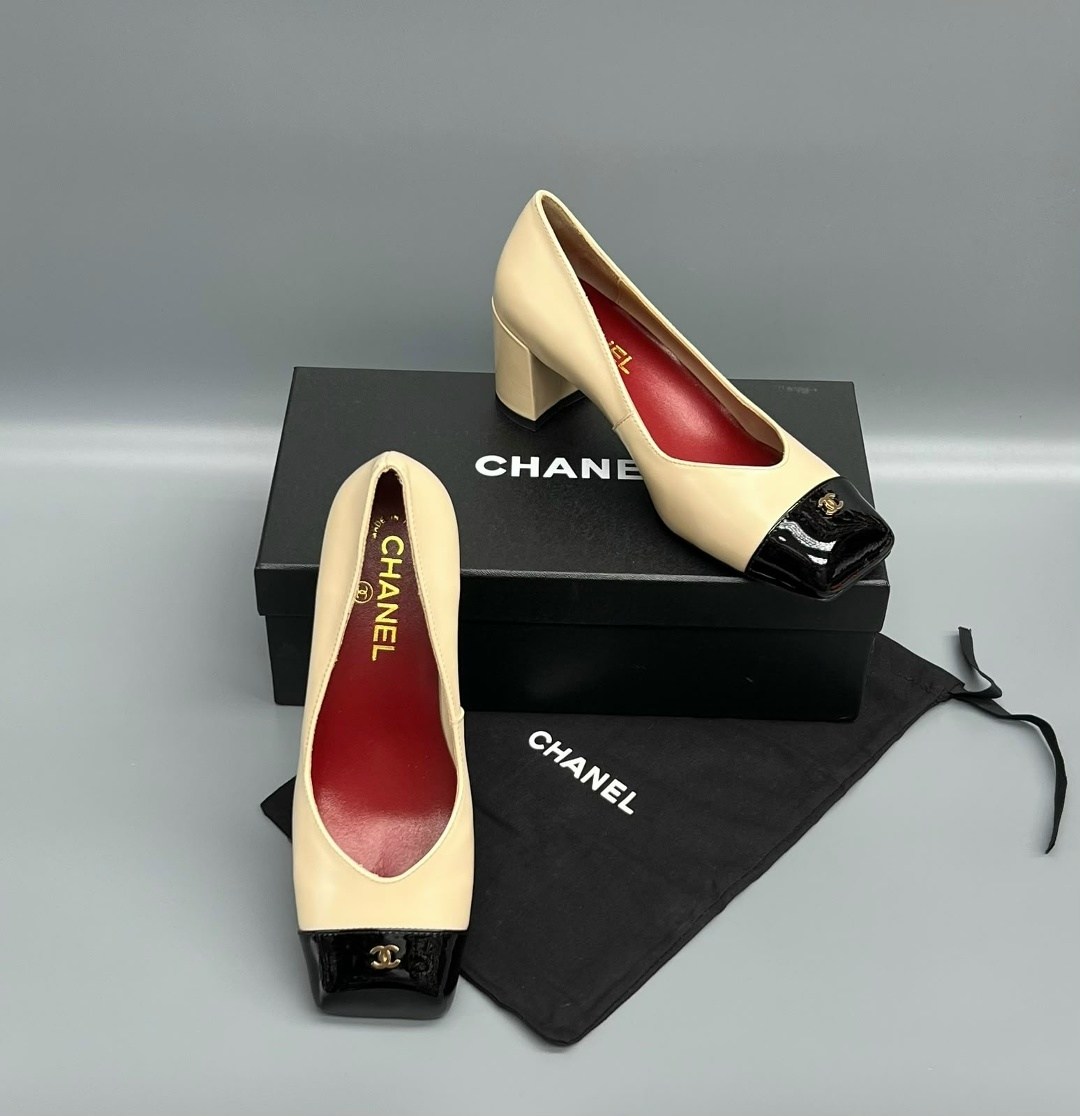 туфли chanel,,туфли шанель,каблуки шанель,черно бежевые туфли шанель