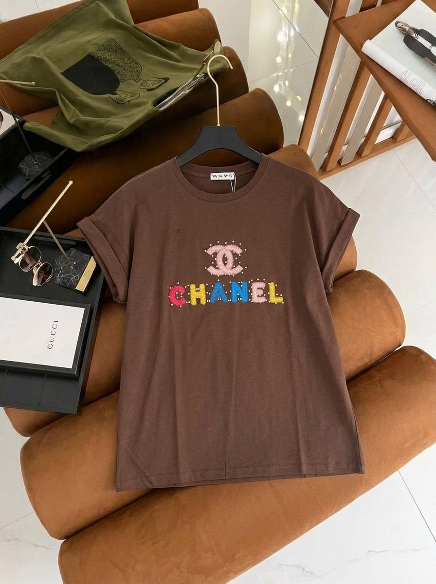 футболка chanel,женские футболки,футболка с большим,дизайн футболки,футболка