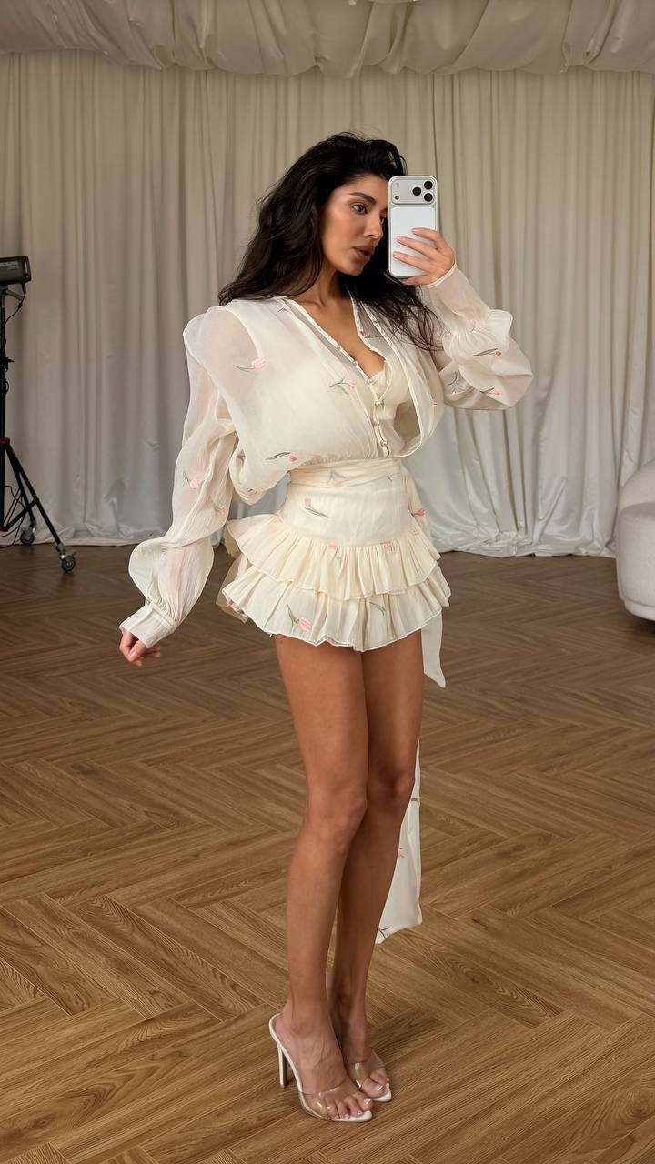 костюм летний юбка и блузка с воланами муслиновая herstyle 326251308,блузка женская,рубашка женская с рюшами,платье стильное,женская кофта
