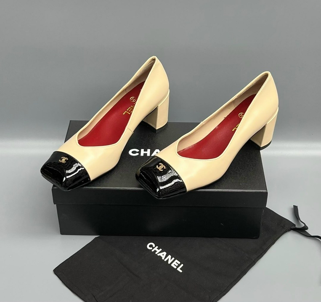 туфли chanel,,туфли шанель,каблуки шанель,черно бежевые туфли шанель