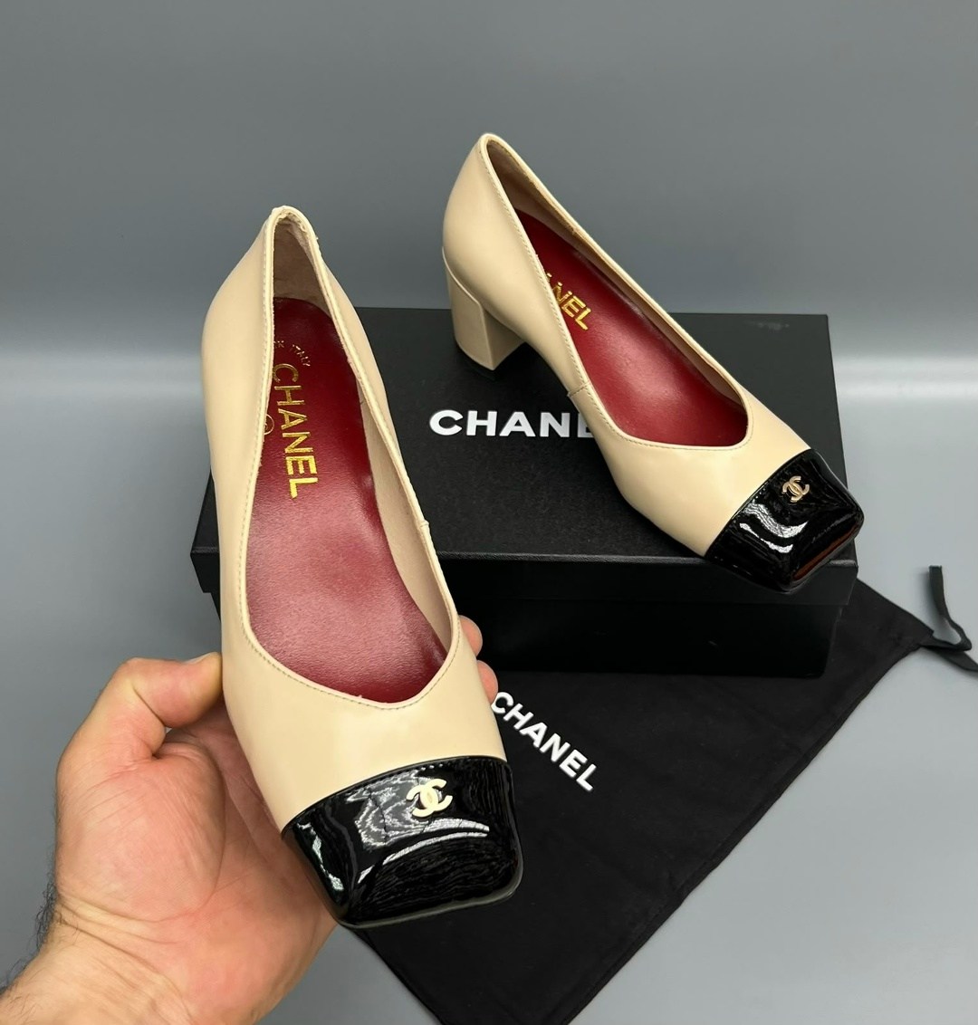 туфли chanel,,туфли шанель,каблуки шанель,черно бежевые туфли шанель