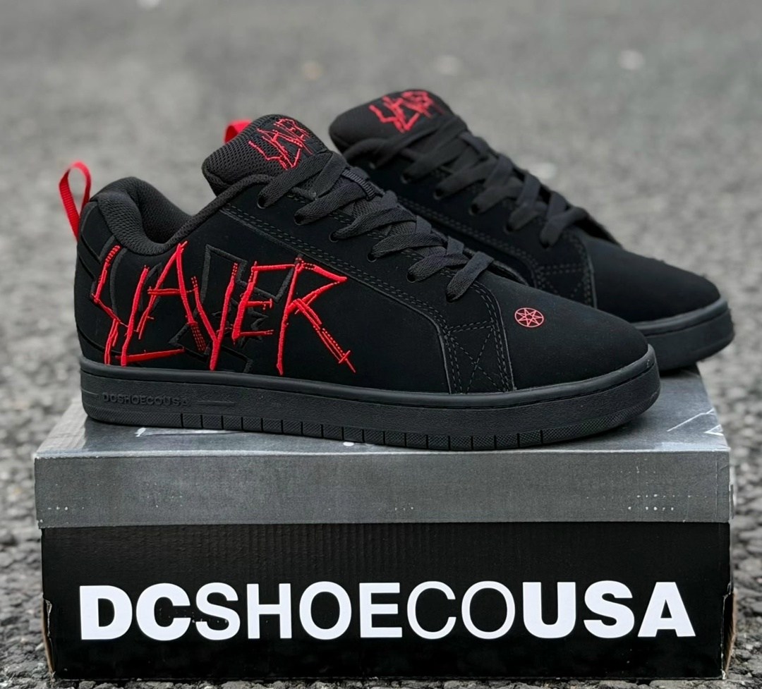 dc x slayer ct graffik shoes black black red,кроссовки slayer,кроссовки slayer court graffik dc shoes,кроссовки dc shoes court graffik,dc x slayer court graffik skate shoes black black red