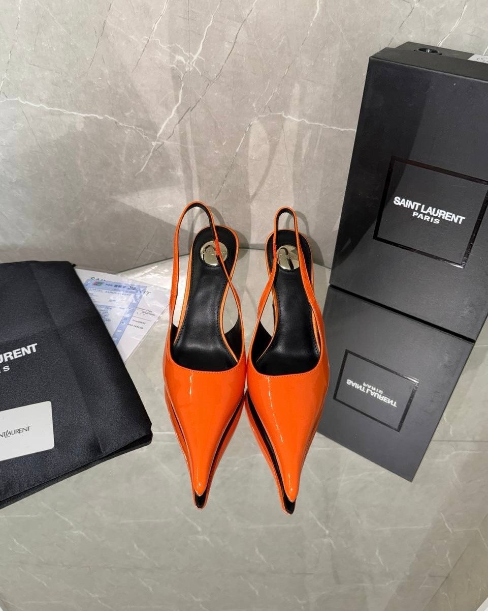 saint laurent туфли,туфли yves saint laurent,оранжевые туфли,туфли лодочка,босоножки на каблуках