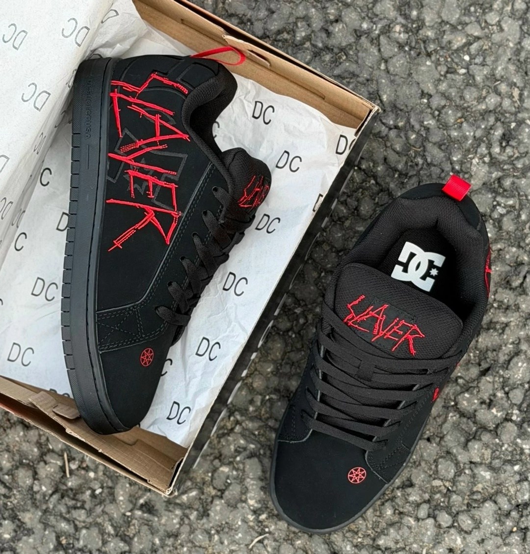 dc x slayer ct graffik shoes black black red,кроссовки slayer,кроссовки slayer court graffik dc shoes,кроссовки dc shoes court graffik,dc x slayer court graffik skate shoes black black red