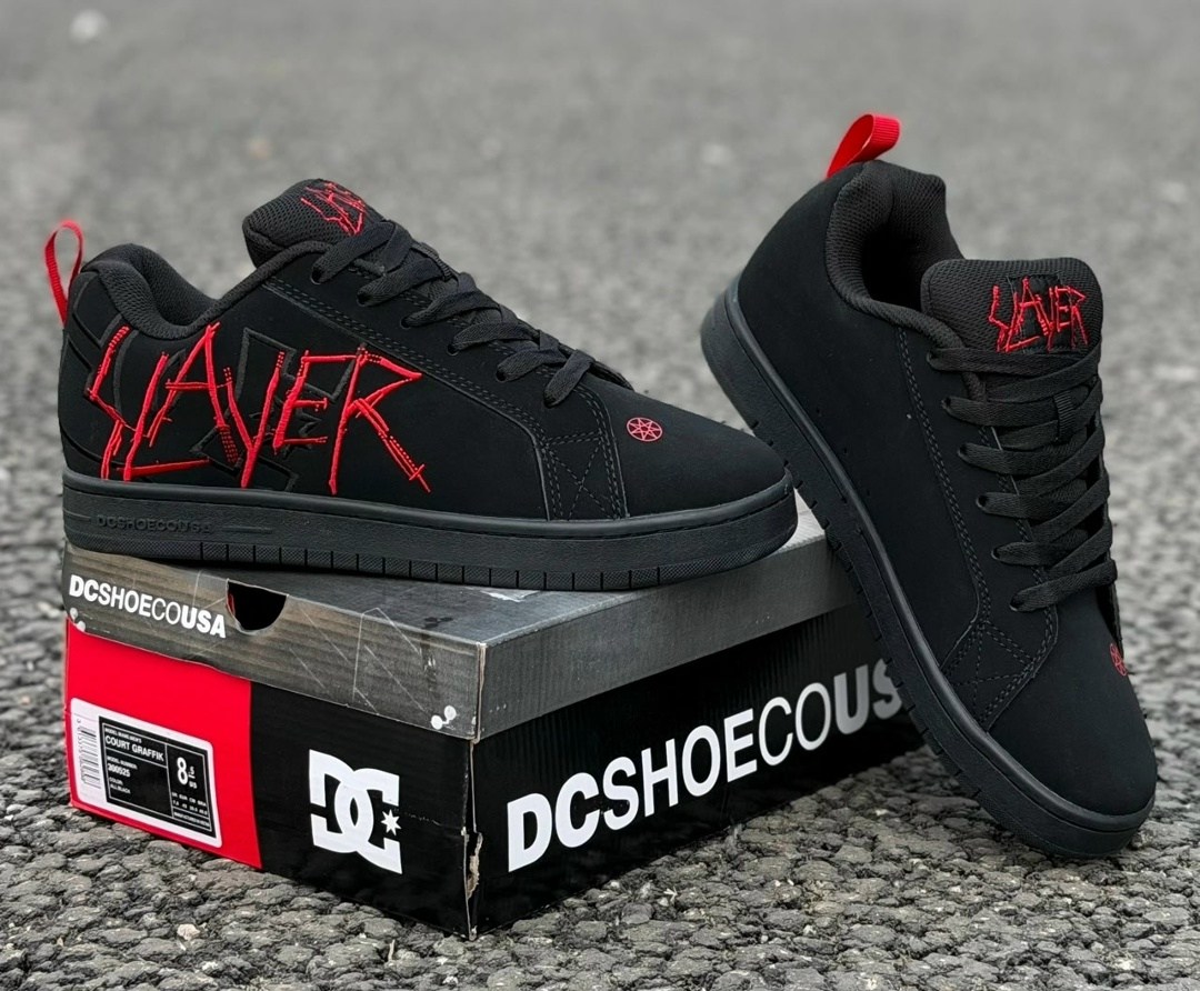 dc x slayer ct graffik shoes black black red,кроссовки slayer,кроссовки slayer court graffik dc shoes,кроссовки dc shoes court graffik,dc x slayer court graffik skate shoes black black red