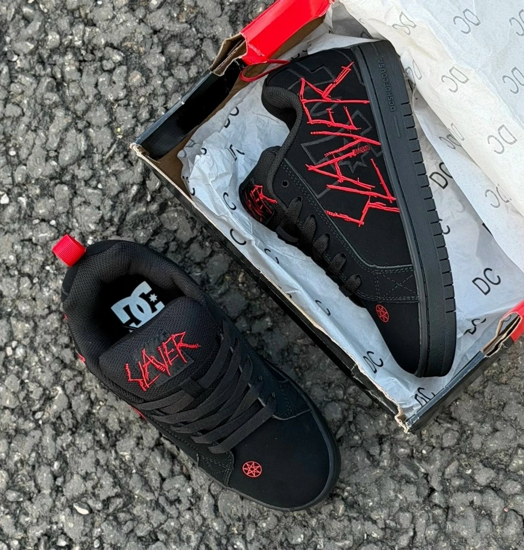 dc x slayer ct graffik shoes black black red,кроссовки slayer,кроссовки slayer court graffik dc shoes,кроссовки dc shoes court graffik,dc x slayer court graffik skate shoes black black red