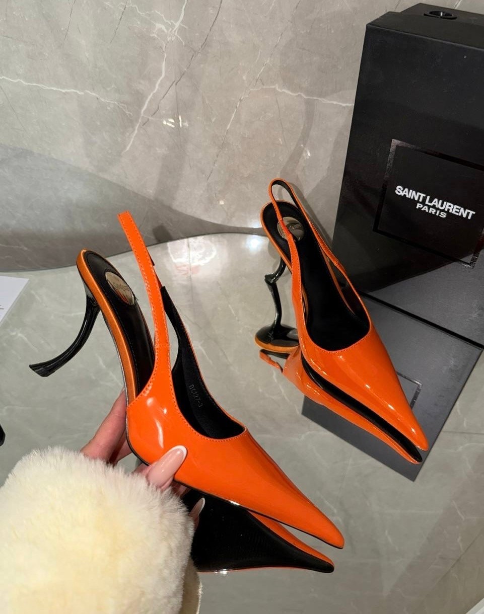saint laurent туфли,туфли yves saint laurent,оранжевые туфли,туфли лодочка,босоножки на каблуках