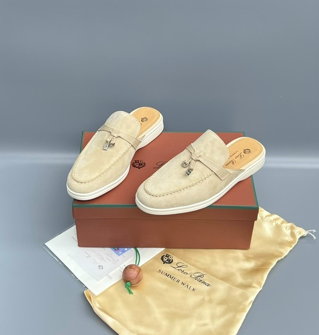 женские замшевые мюли loro piana бежевые,мюли loro piana,,лоферы женские loro piana,лоферы loro piana