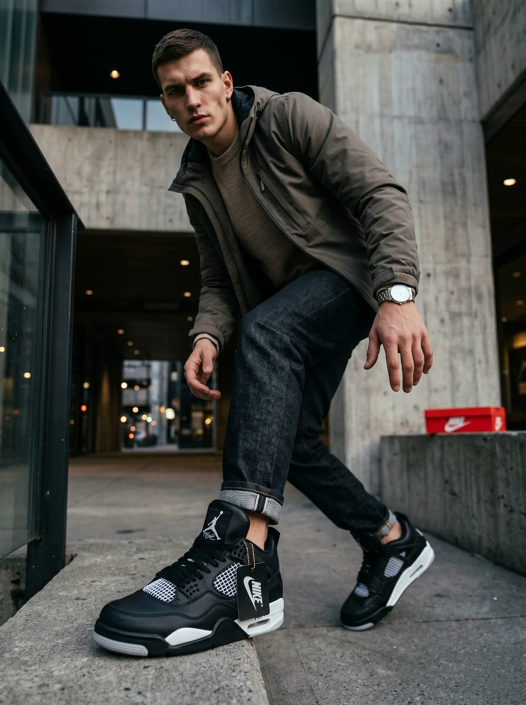мужская мода,модные мужские образы,кроссовки nike air jordan 4,модные мужские луки,кроссовки nike air jordan 4 retro