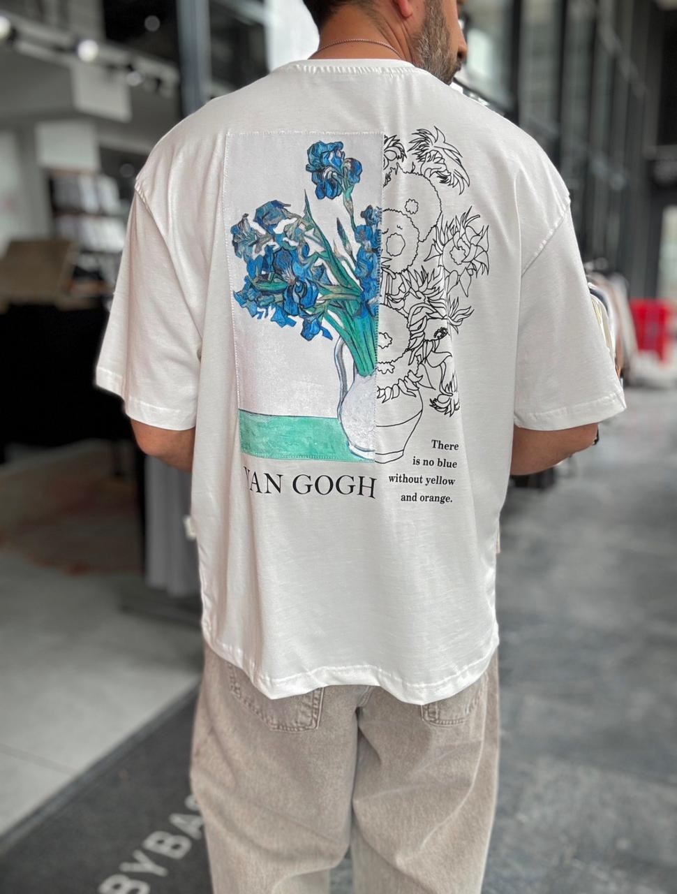 футболка с принтом,дизайн футболки,футболка с рисунком,футболка van gogh pull and bear,футболка оверсайз