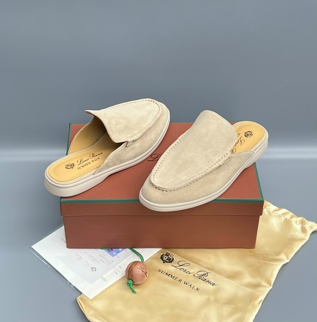 мюли loro piana,лоферы из натуральной замши loro piana,,loro piana лоферы,женские замшевые мюли loro piana бежевые