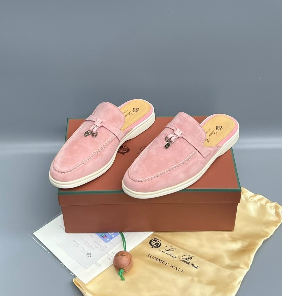лоферы loro piana,,замшевые мюли,мюли женские,замшевые женские лоферы loro piana розовые