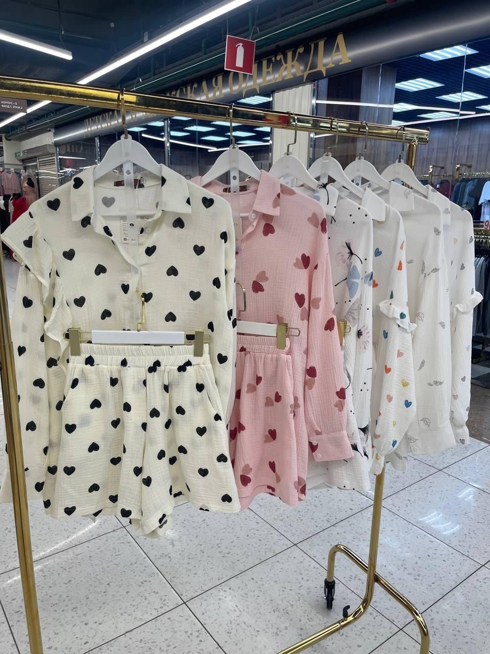пижама женская,костюм молочный,женский костюм,костюм из муслина