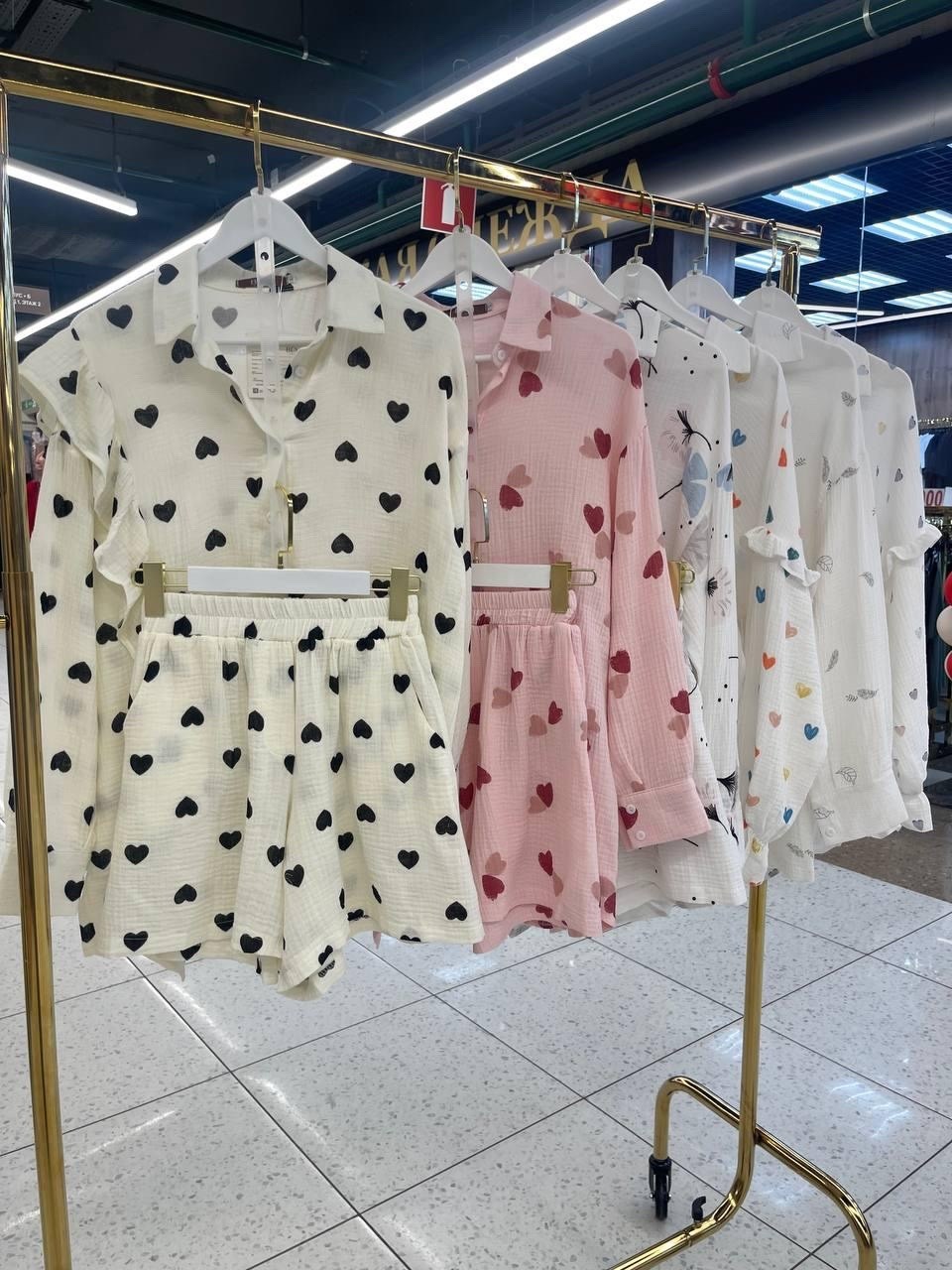 пижама женская,костюм молочный,женский костюм,костюм из муслина