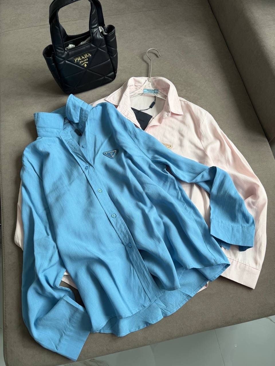 рубашка prada,рубашка,женская рубашка,рубашка голубая,джинсовая рубашка