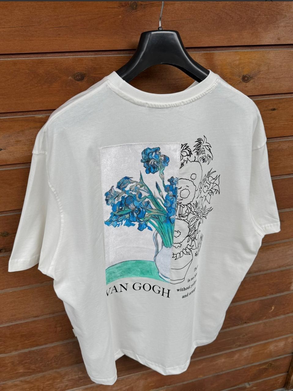 футболка с принтом,дизайн футболки,футболка с рисунком,футболка van gogh pull and bear,футболка оверсайз