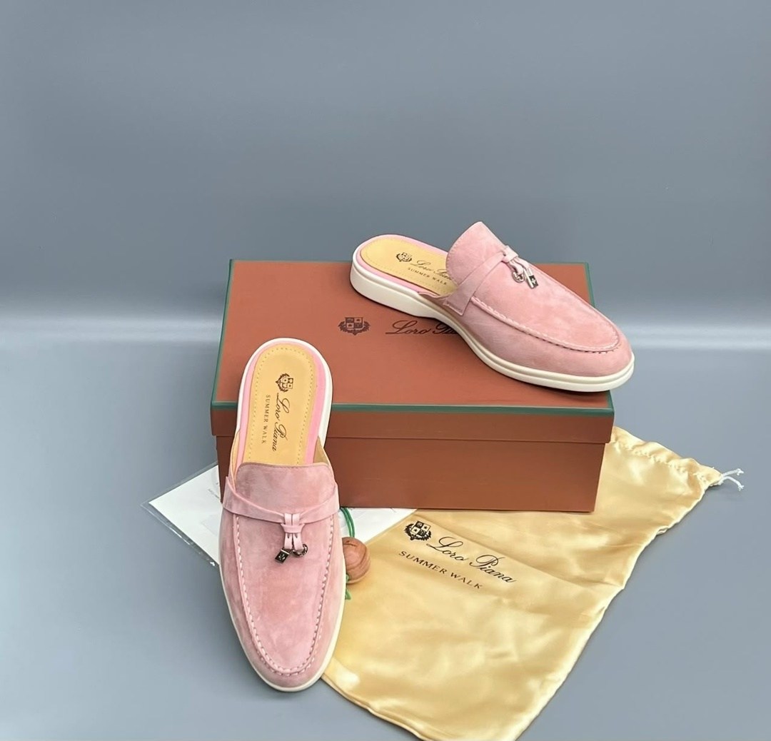 лоферы loro piana,,замшевые мюли,мюли женские,замшевые женские лоферы loro piana розовые