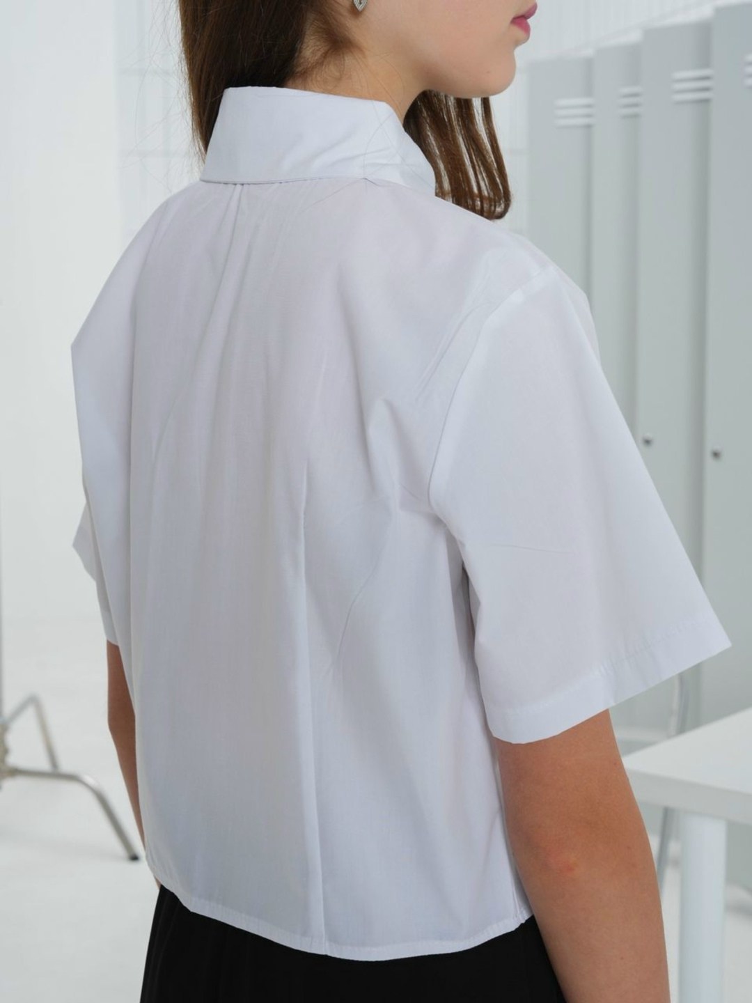 рубашка школьная для девочки с галстуком erden style,блузка рубашка,рубашка школьная укороченная нарядная chicasdemoda,белая рубашка женская,рубашка белый