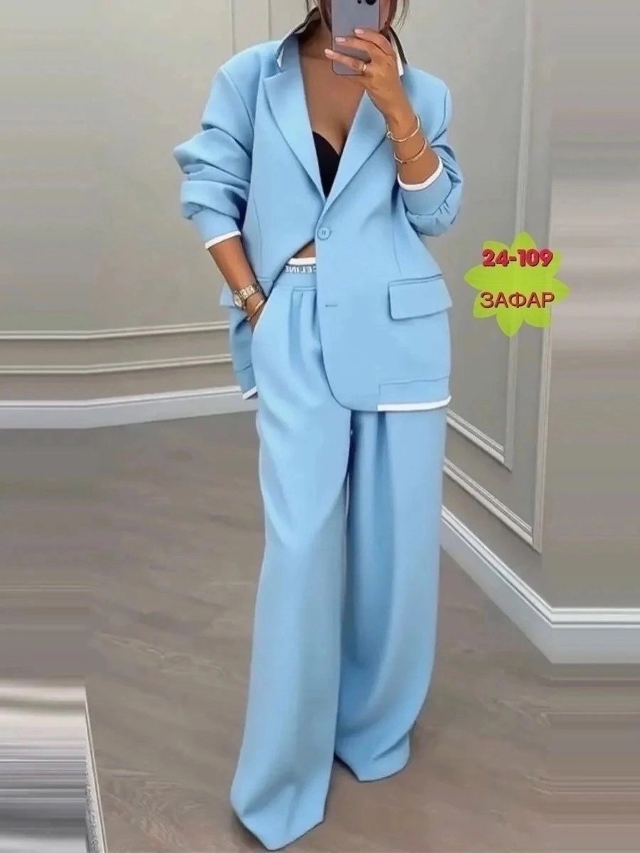 брючные костюмы женские,костюм женский ayim style голубой,костюм женский брючный деловой голубой,костюм брючный деловой,женский костюм брючный классический голубой