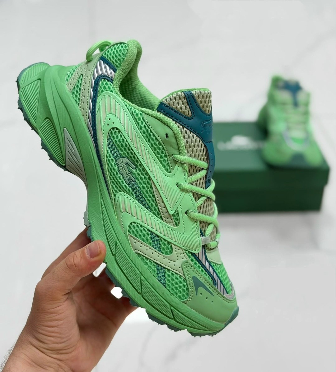 кроссовки мужские balenciaga track 2.0 clear sole fluo зеленый,lacoste кроссовки,кроссовки баленсиага зеленые,женские кроссовки,кроссовки lacoste l
