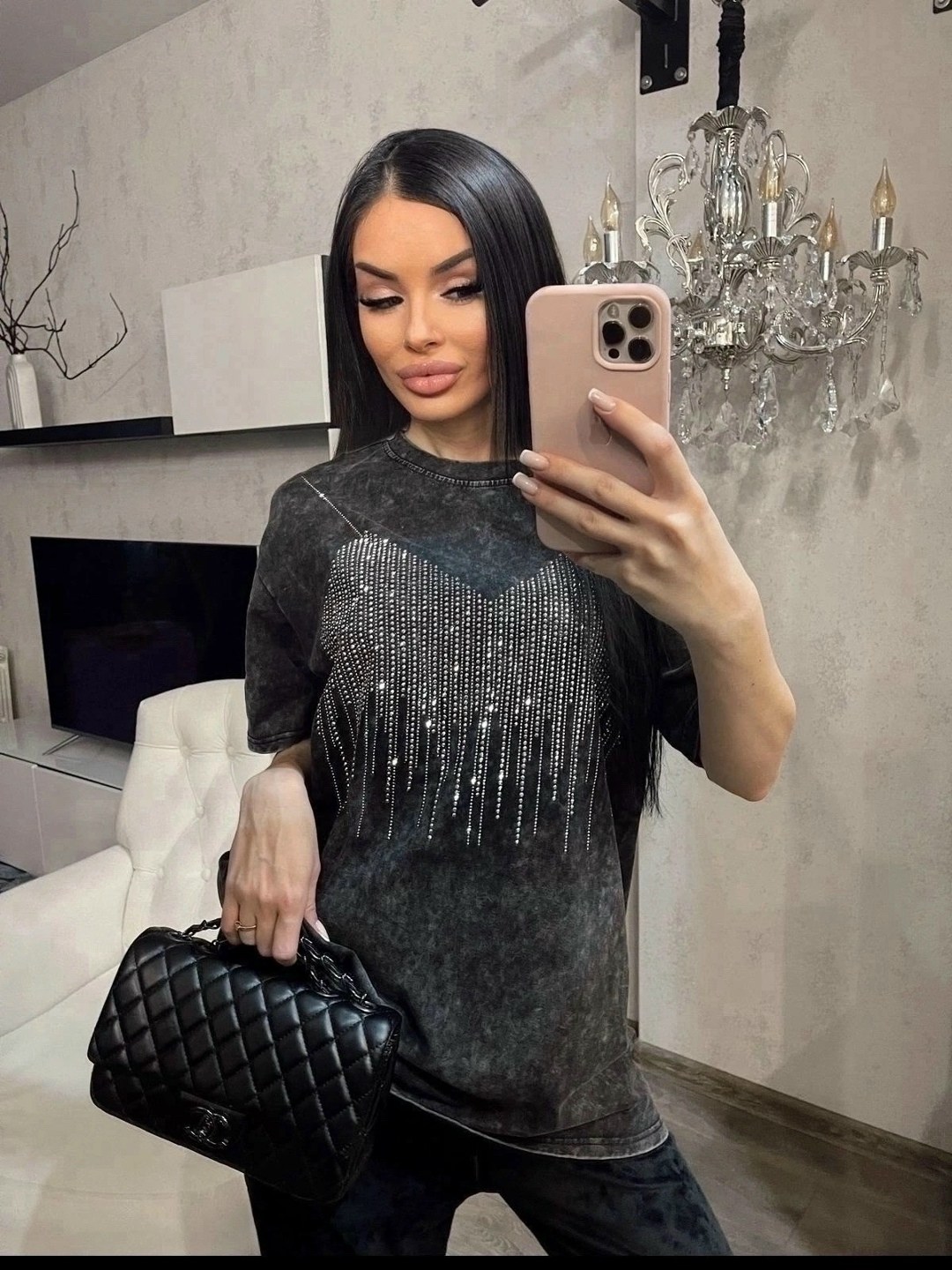 футболка оверсайз со стразами fashion lux,женская футболка,модная кофта,футболка варенка,кофты женская