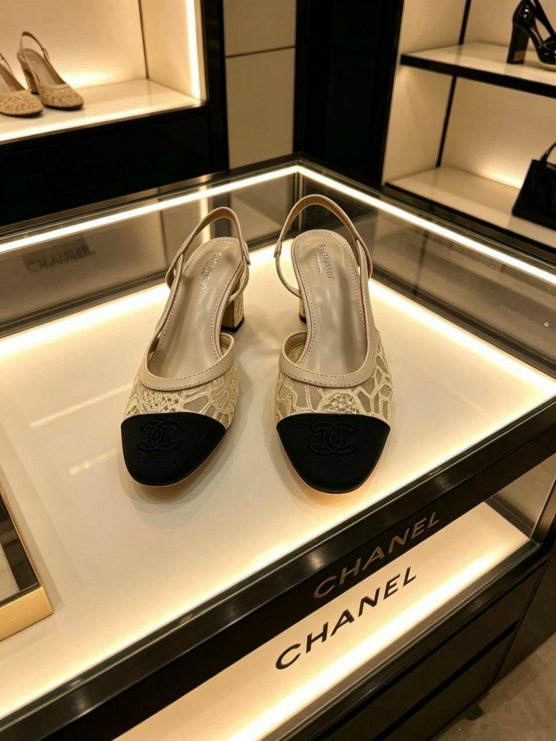 босоножки chanel,chanel туфли,туфли шанель бежевые с черным носом,,босоножки шанель