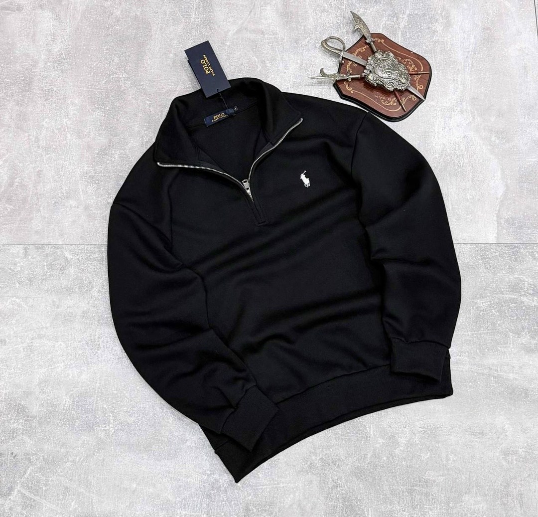 кофта polo ralph lauren полузамок на флисе,кофта поло,свитшот поло ральф лорен черный,мужская кофта,кофта толстовка