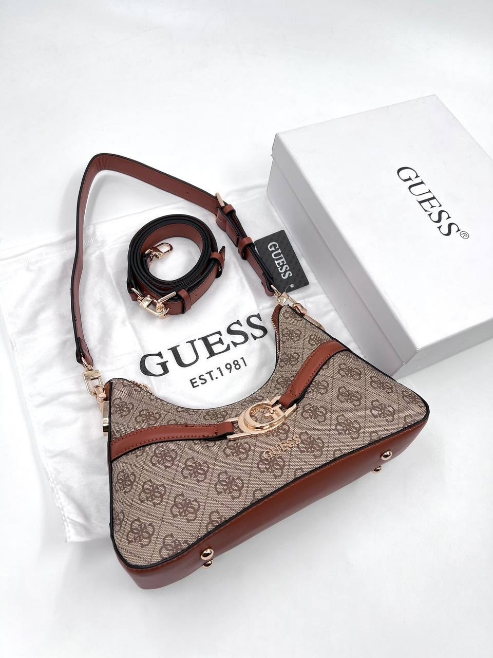 сумка guess женская,сумка guess,guess сумка на плечо,сумка хобо guess aviana коричневый/кремовый,сумка guess бежевая