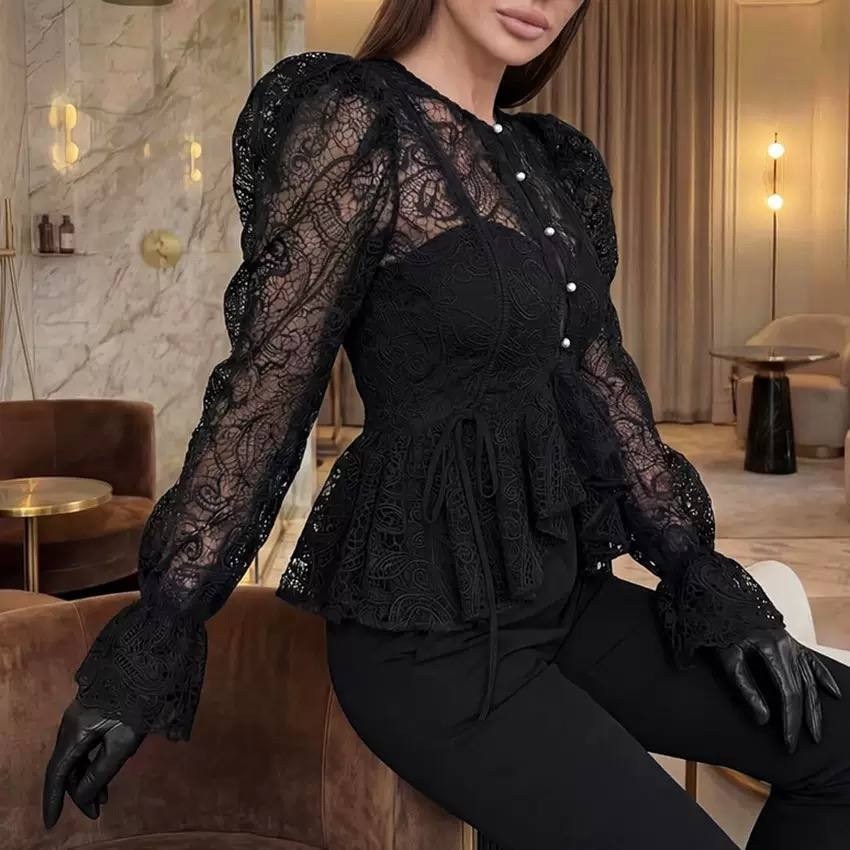 кружевная блузка,блузка стильная,блузка модная,черная блузка с кружевом,прозрачная блузка