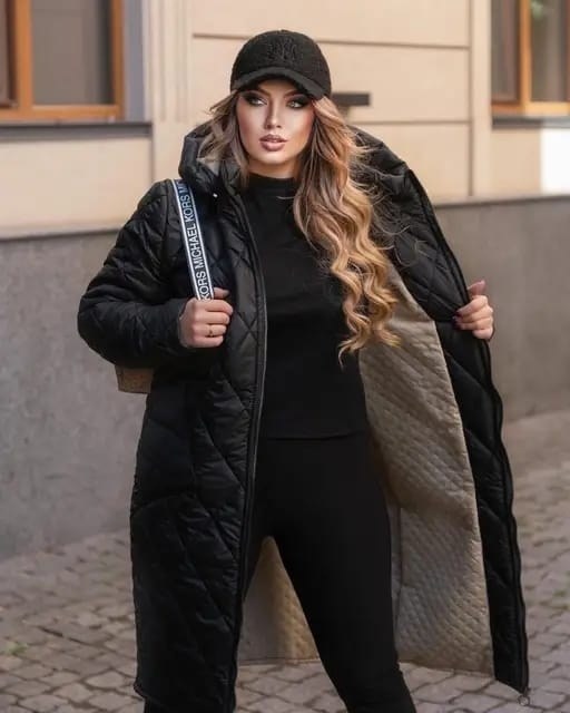 зимнее женское стеганное пальто,женское пальто большого размера,пальто на синтепоне,пальто стеганое pl35233rob19,стеганое пальто
