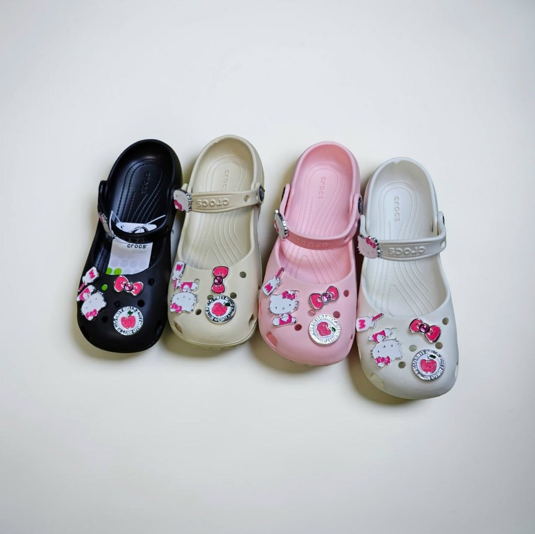 crocs crocs,кроксы хеллоу китти,кроксы с хелло китти,,шлепанцы детские