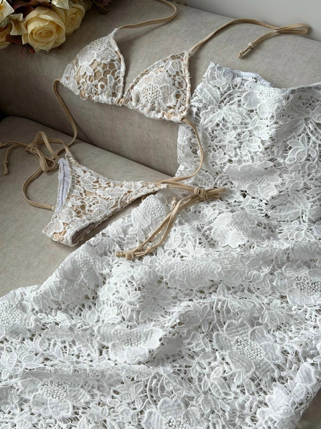 кружевной купальник,пляжная одежда,пляжный наряд,ажурное платье,кружевной комплект