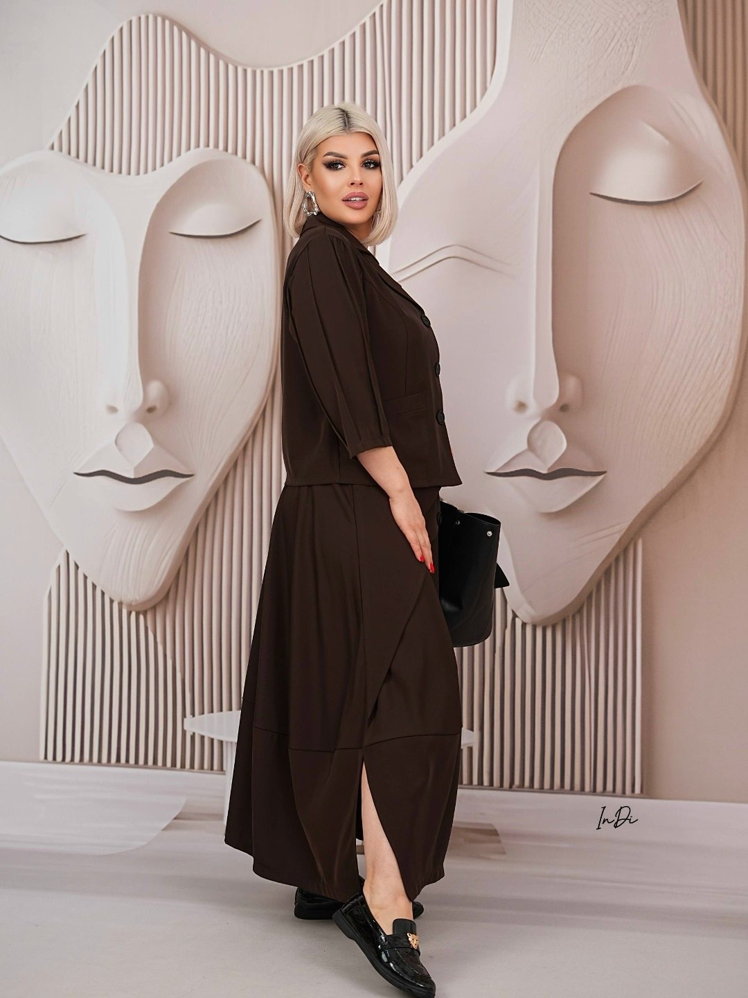 юбочные костюмы taita plus 2525 капучино,стильные костюмы,женский костюм,,костюм с юбкой