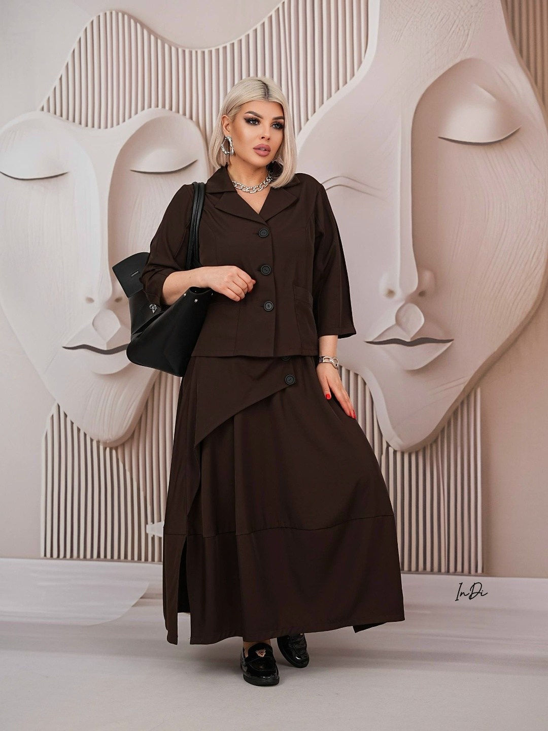 юбочные костюмы taita plus 2525 капучино,стильные костюмы,женский костюм,,костюм с юбкой