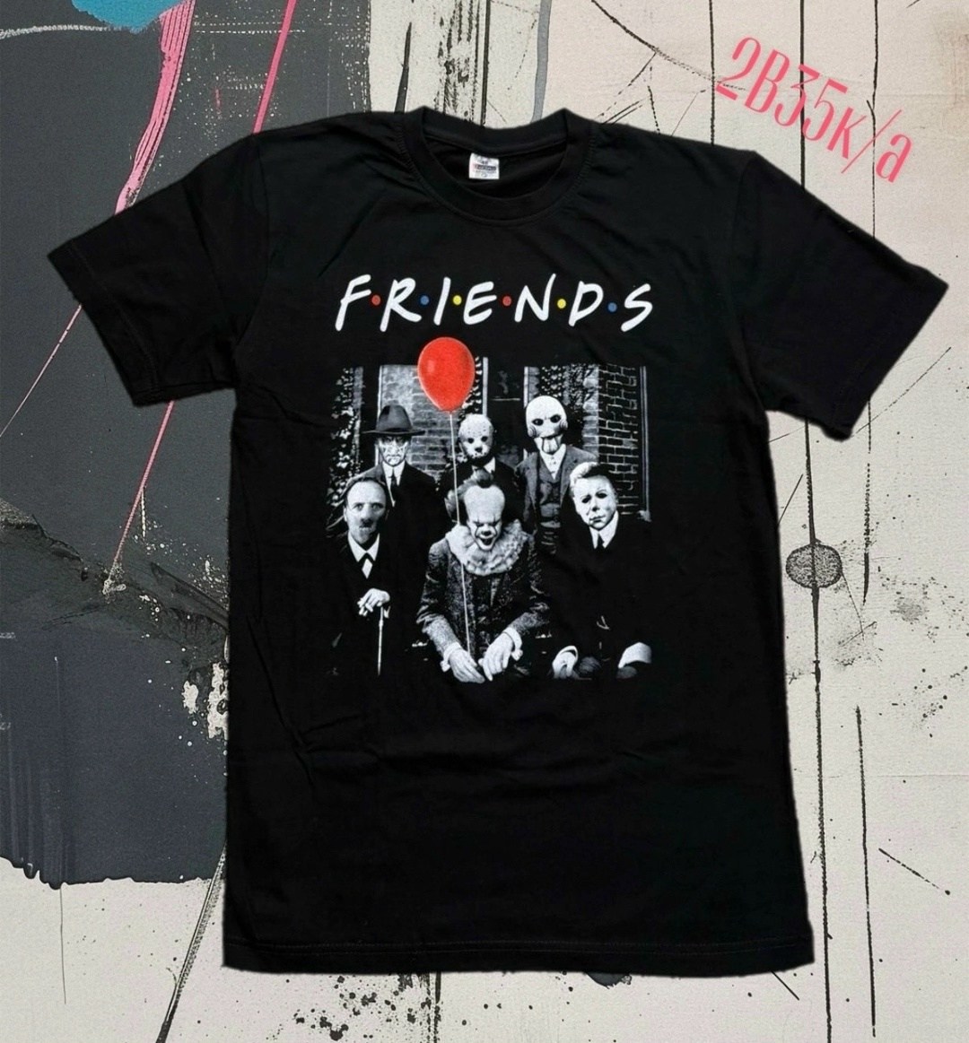 футболка friends pennywise,футболка друзья с маньяками,футболка,футболка сериал друзья,футболки и майки