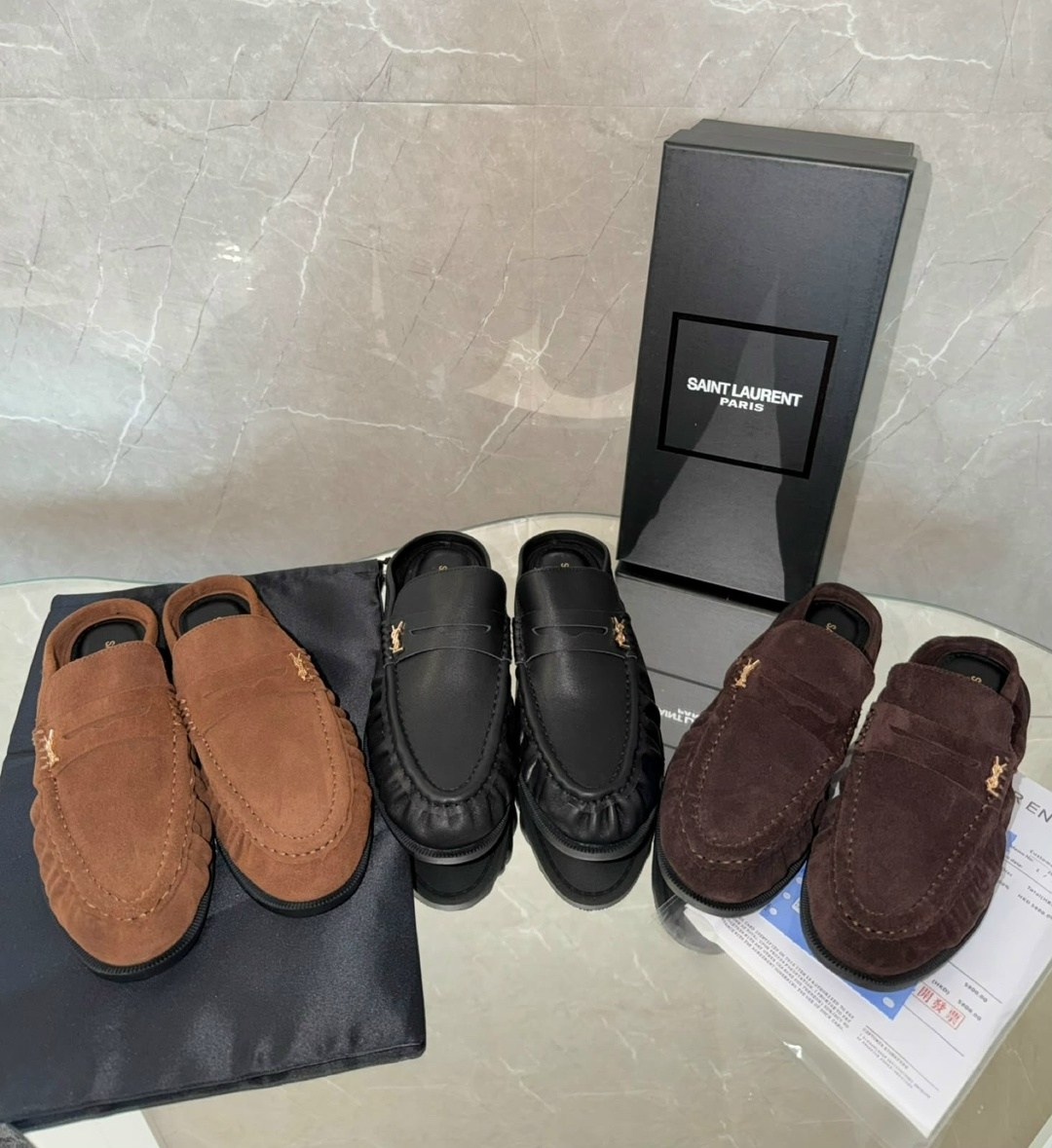 ,кожаные мюли,лоферы yves saint laurent,женская ,женские мюли
