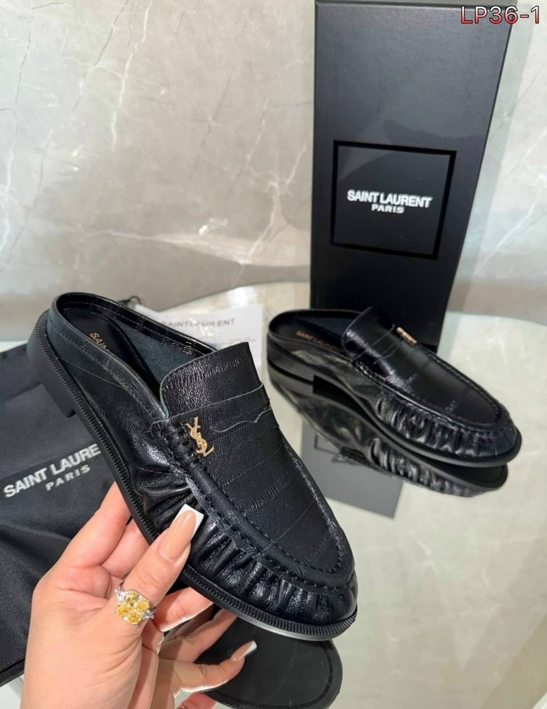 ,кожаные мюли,лоферы yves saint laurent,женская ,женские мюли