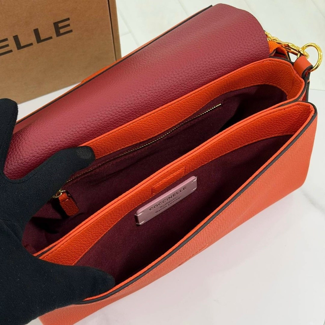сумка coccinelle boheme grana double,сумка,оранжевая сумка,coccinelle сумка,женская сумка