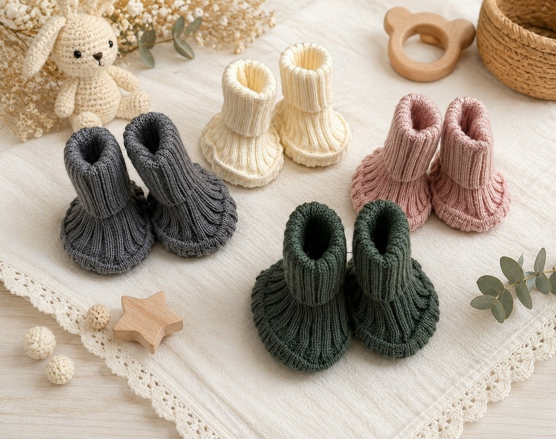 носки для новорожденной,пинетки для новорожденных happy baby,вязаные носочки для малыша,носочки для малыша,пинетки наследникъ выжанова малышам