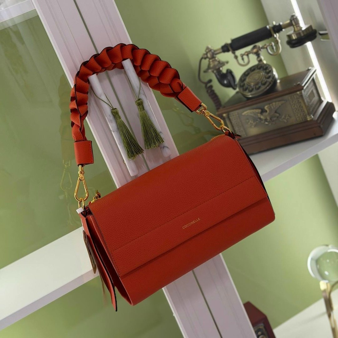 сумка coccinelle boheme grana double,сумка,оранжевая сумка,coccinelle сумка,женская сумка
