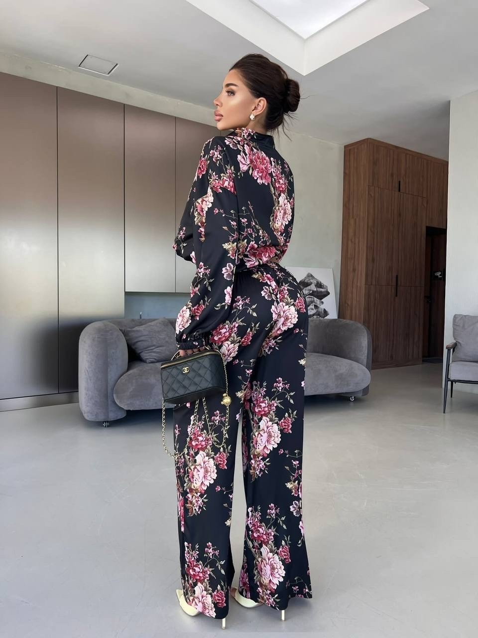 костюм в пижамном стиле,шелковый костюм в пижамном стиле trend.collection 232120803,пижамные костюмы,шелковый домашний костюм в пижамном стиле,шелковый костюм в пижамном стиле trend.collection