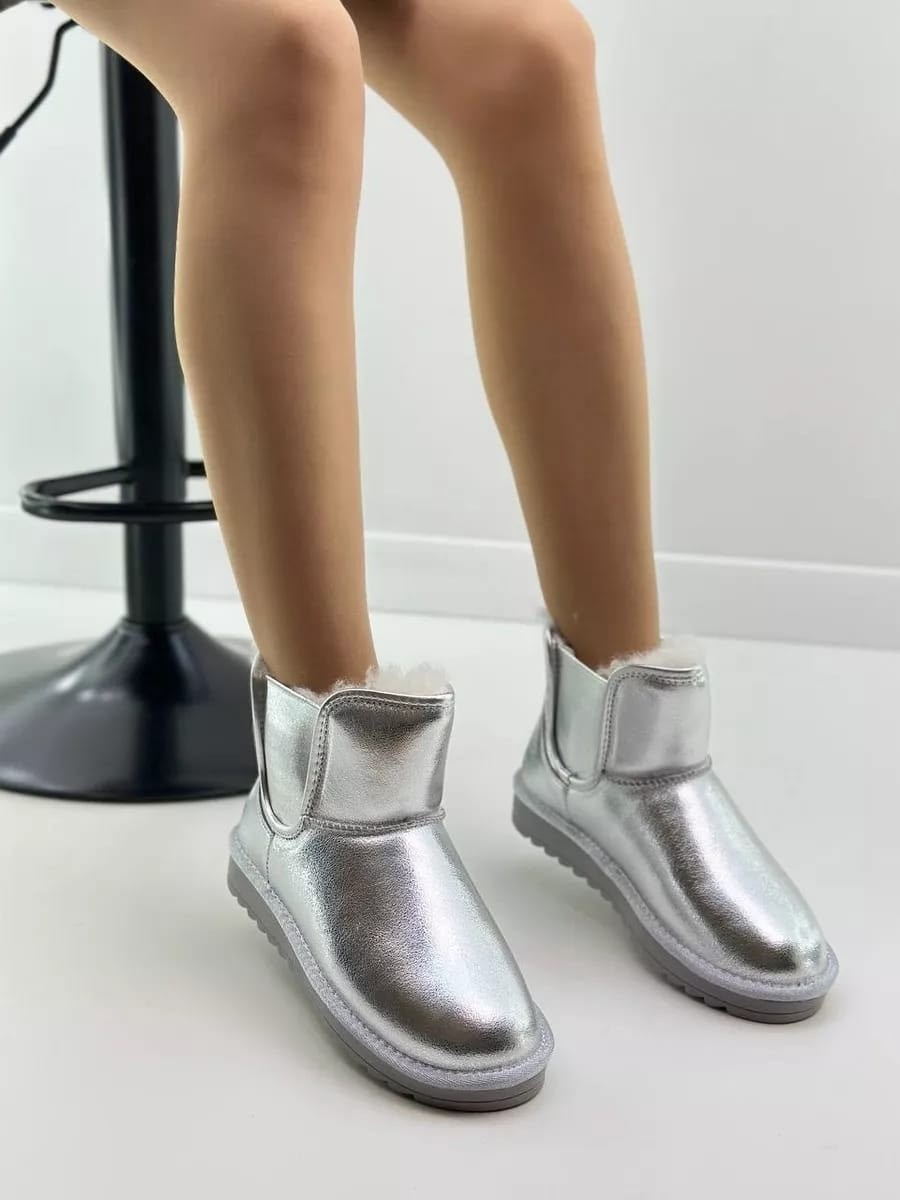 , женская,угги зимние на платформе,женские угги,серебряные угги